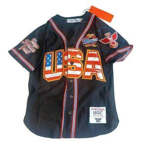 Headgear Classics USA Donald Trump Button Down Baseball Jersey Youth Boys Small